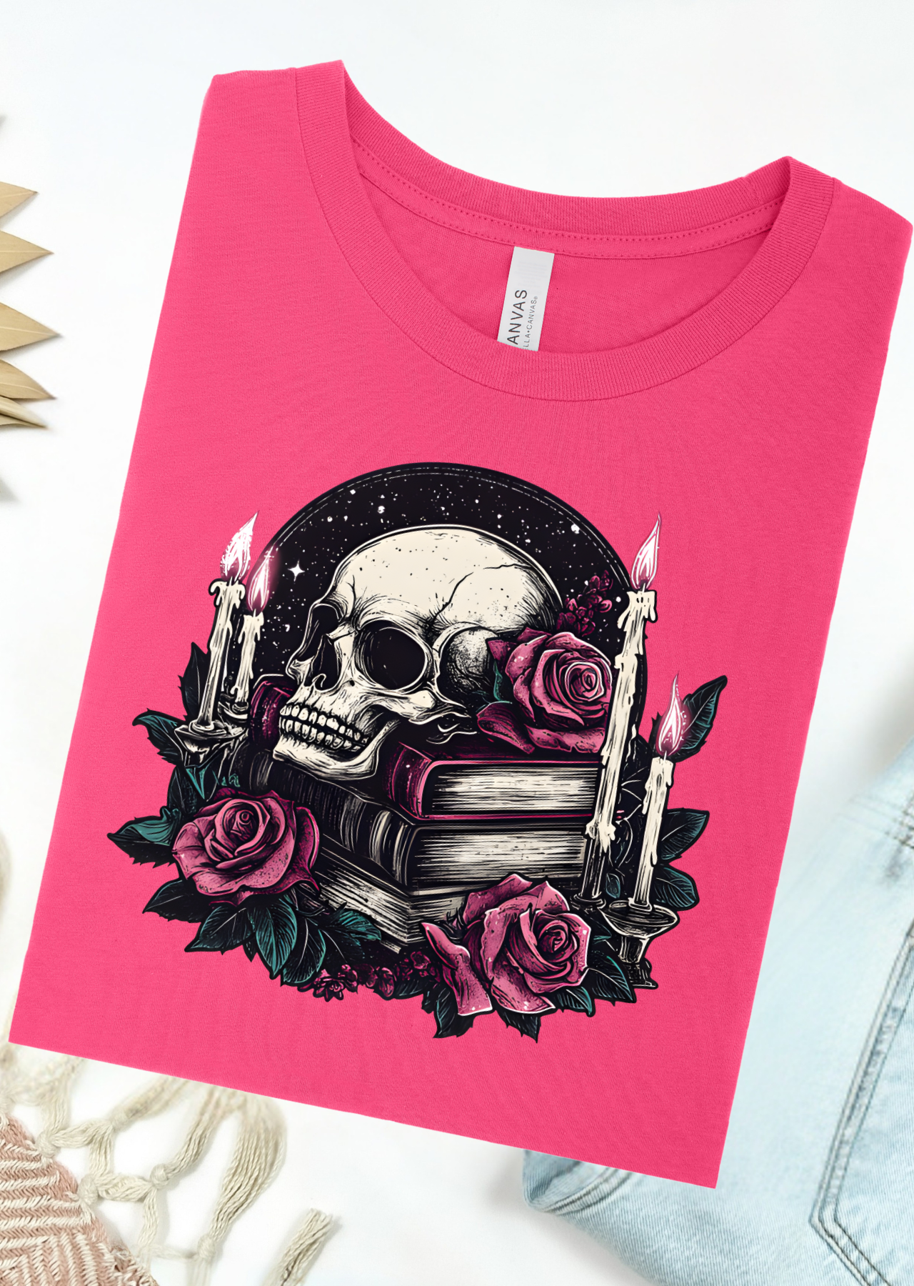 Skull Book Stacks Bella Canvas T-Shirt