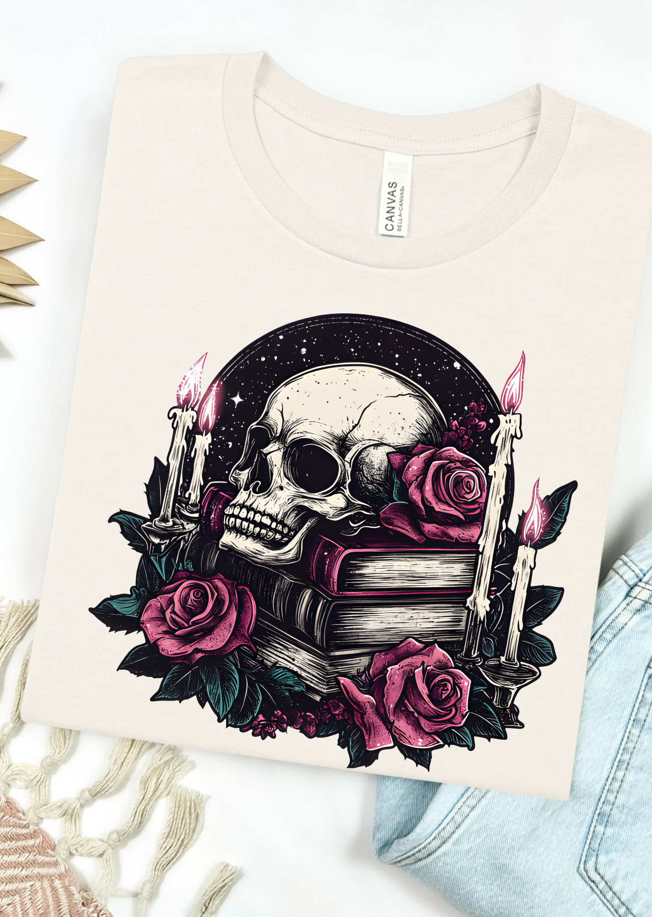 Skull Book Stacks Bella Canvas T-Shirt