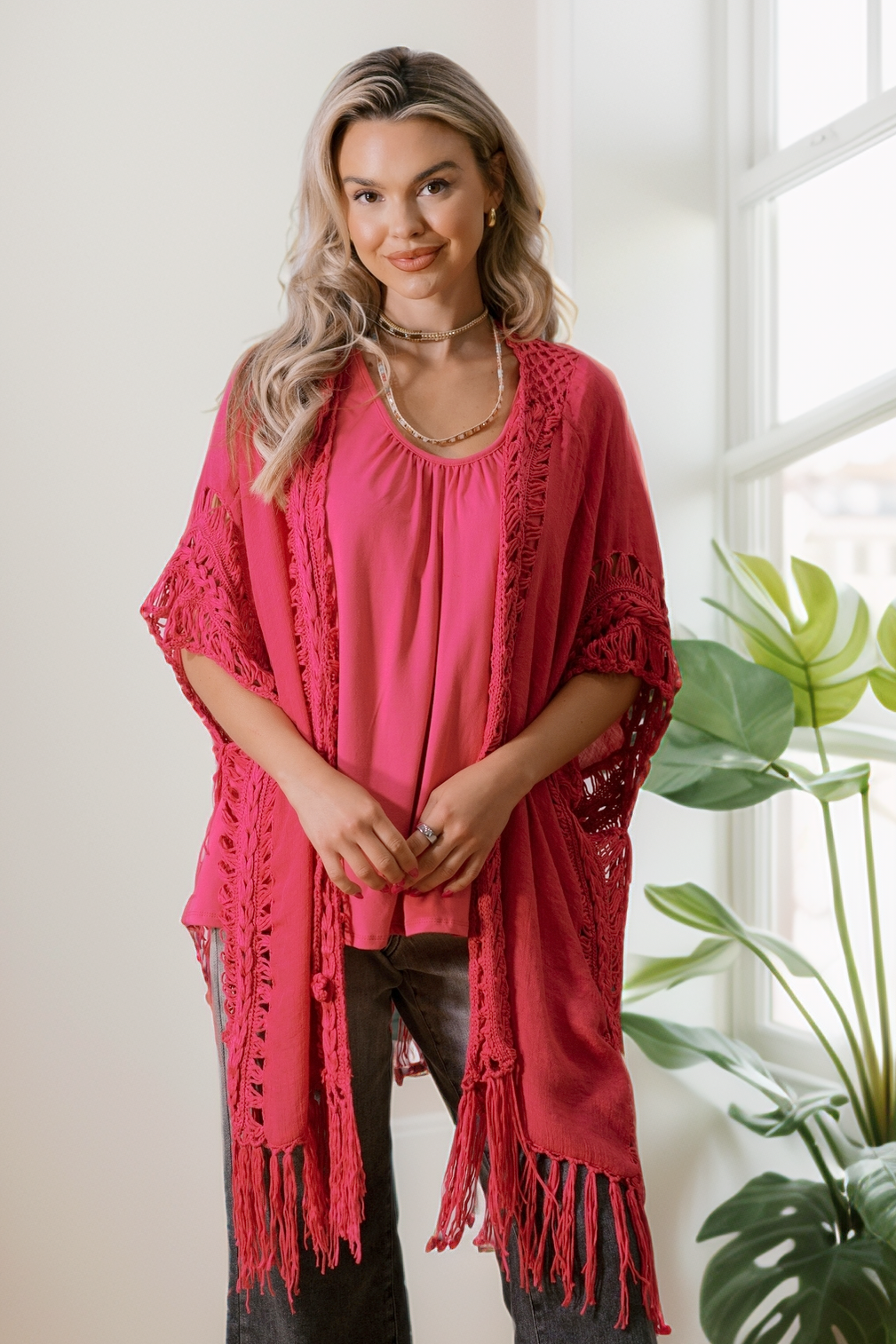 (05-21-2025) Fuchsia Flow Cardigan