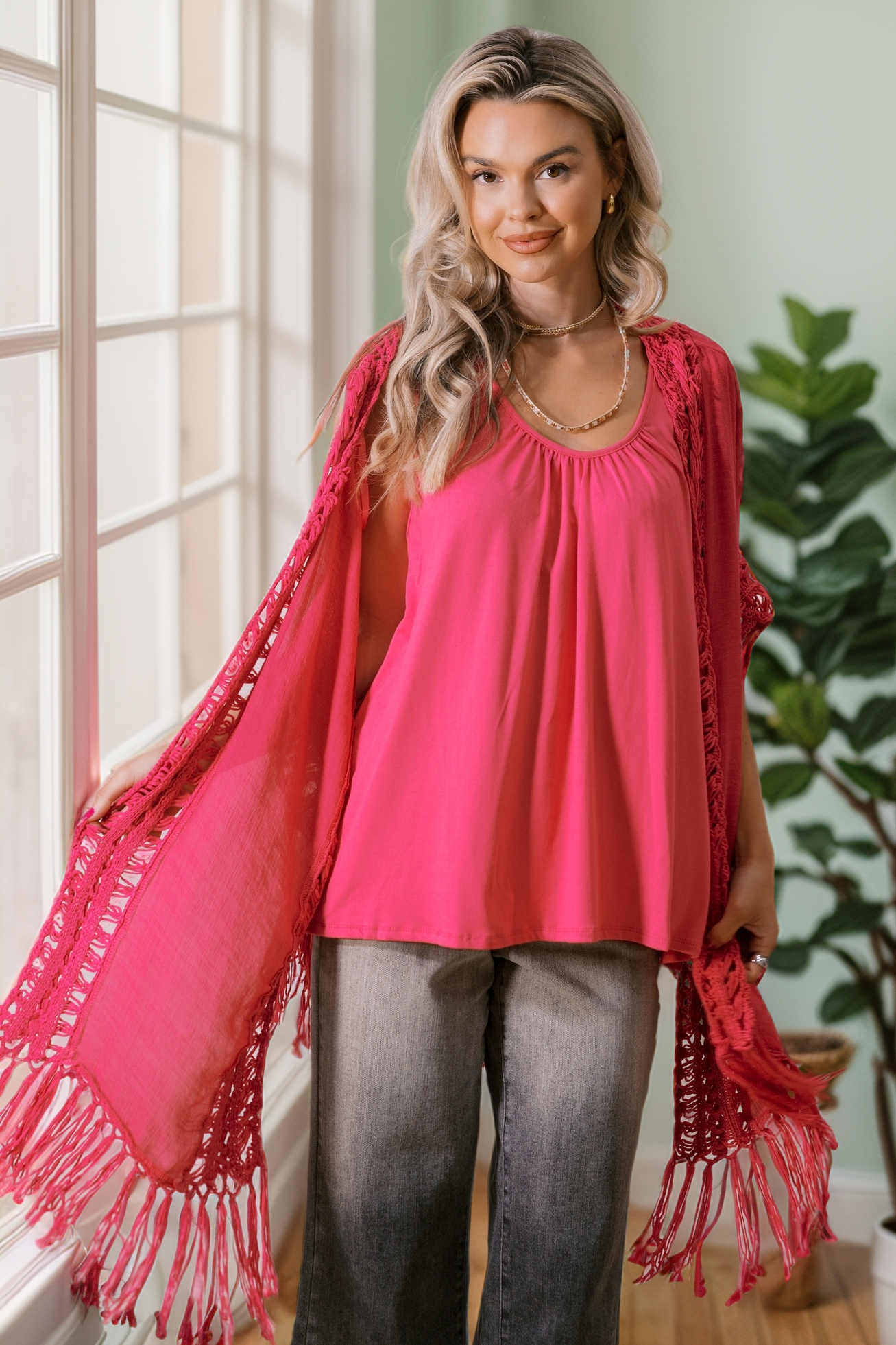(05-21-2025) Fuchsia Flow Cardigan