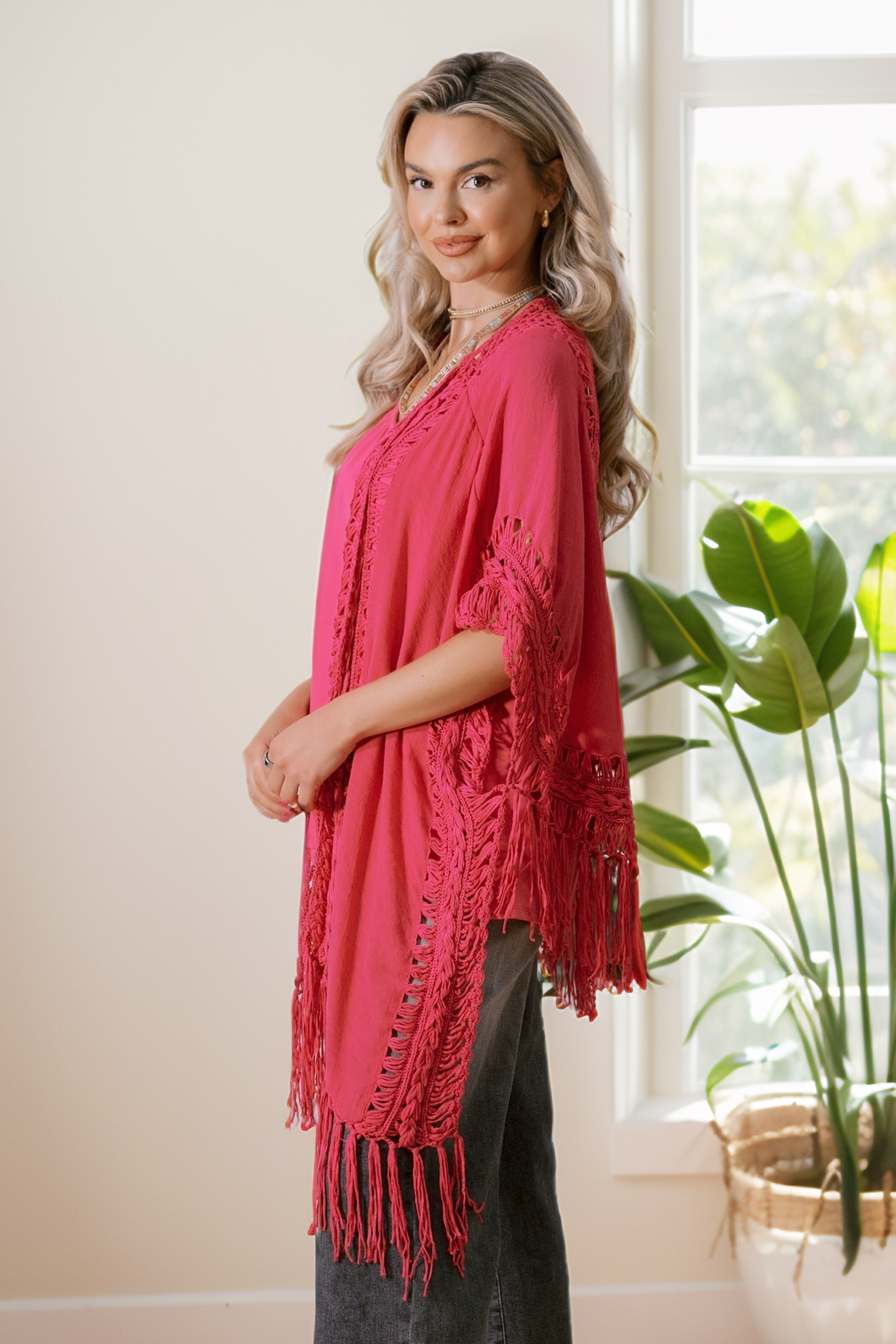 (05-21-2025) Fuchsia Flow Cardigan