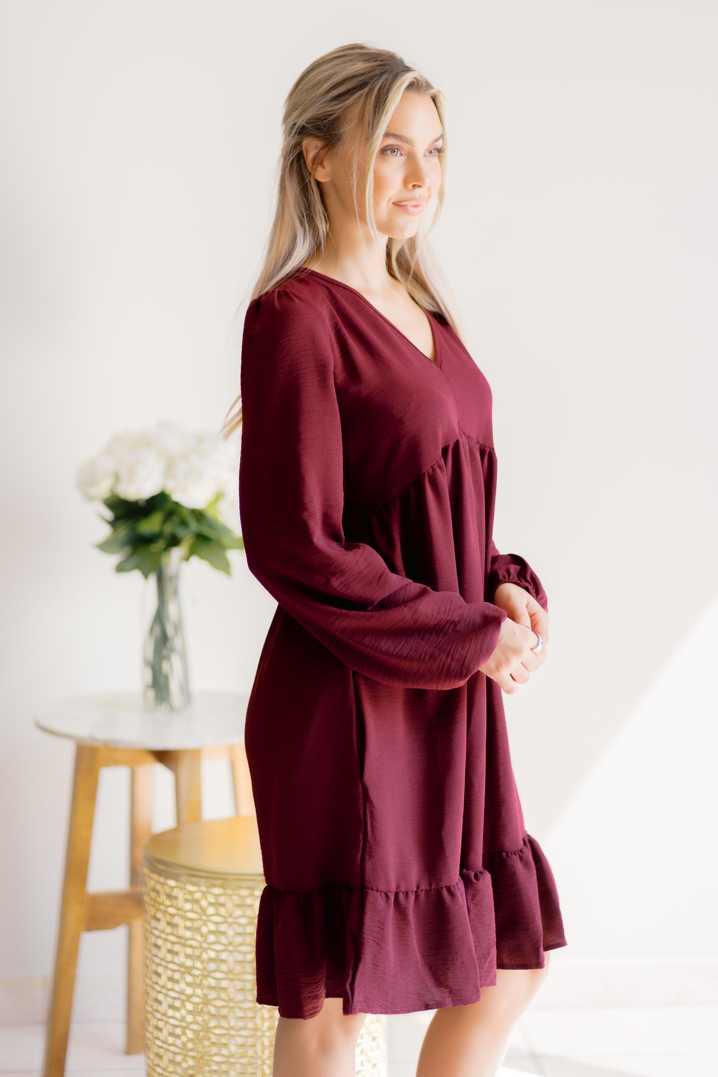 (9-10-25) Burgundy Bliss Dress