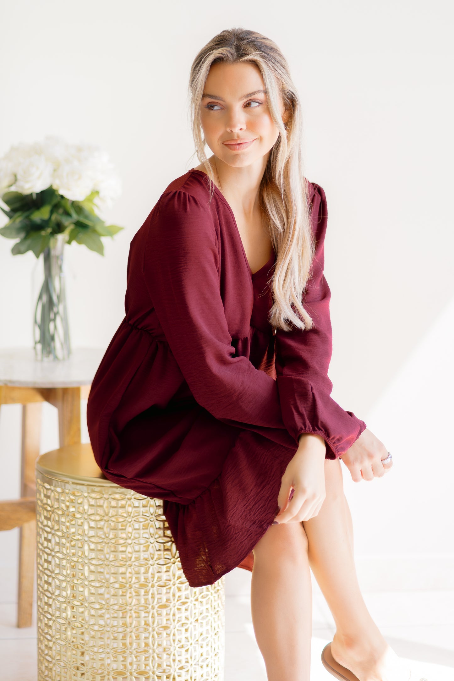 (9-10-25) Burgundy Bliss Dress
