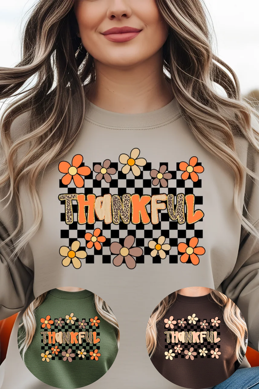 (10-24-25) Love Checkered Thankful Sweatshirt