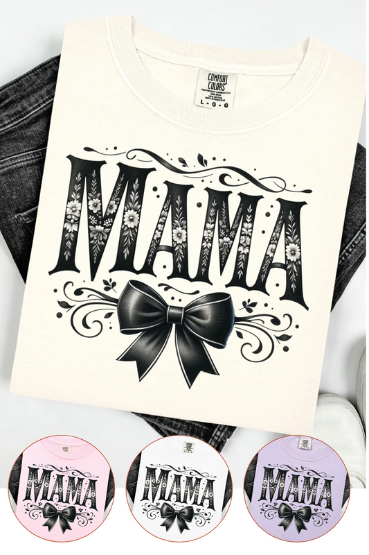 Mama Floral Bow Comfort Colors T-Shirt