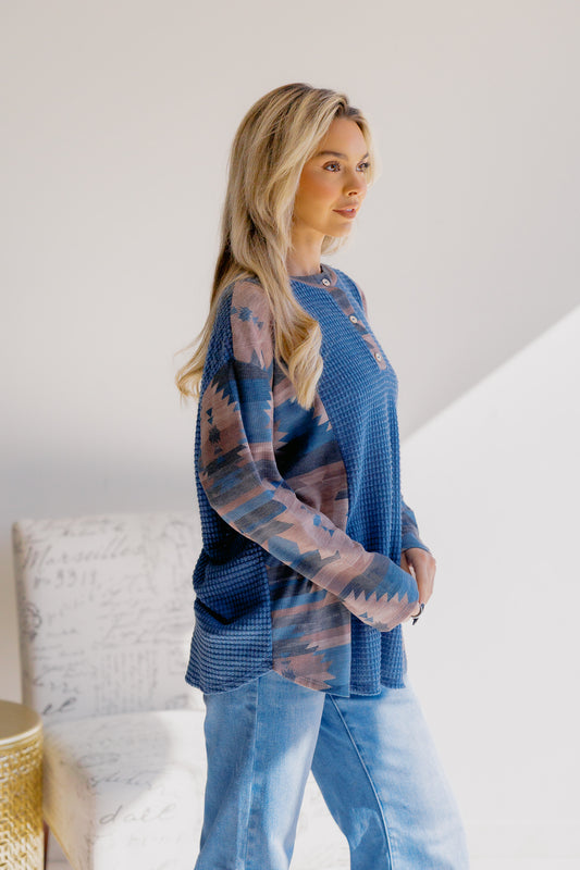(10-22-25) Aztec Waves Long Sleeve