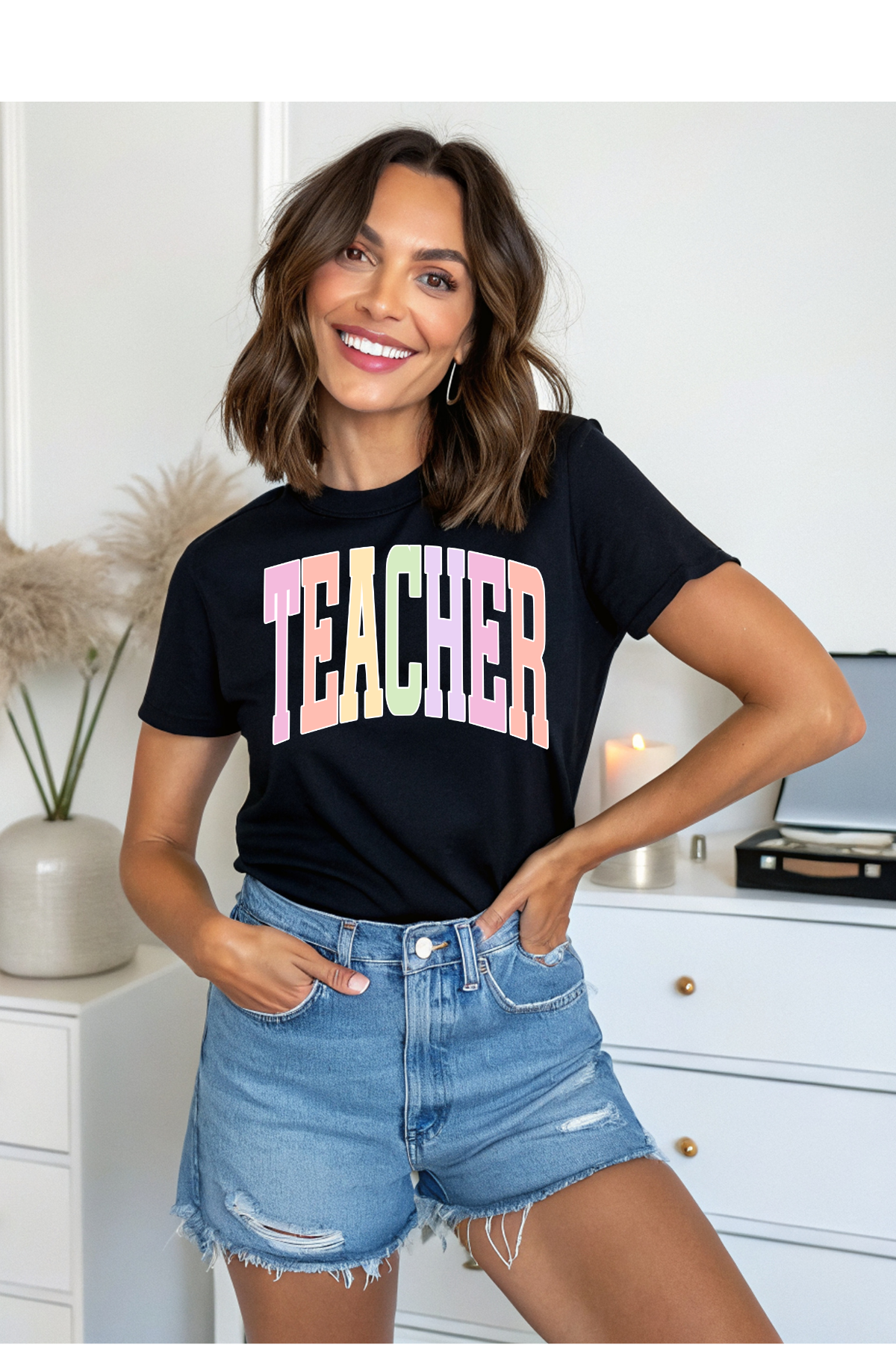 (7-27-26)Colorful Teacher Graphic Tee
