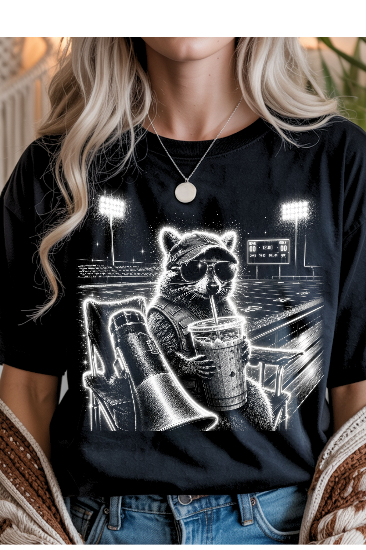(9-7-26)Raccoon Football Graphic Tee