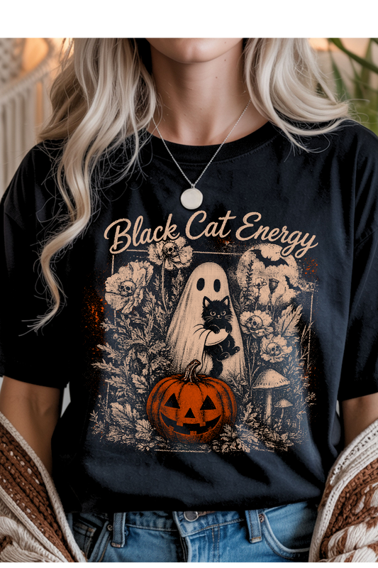 (9-14-26)Black Cat Energy Graphic Tee