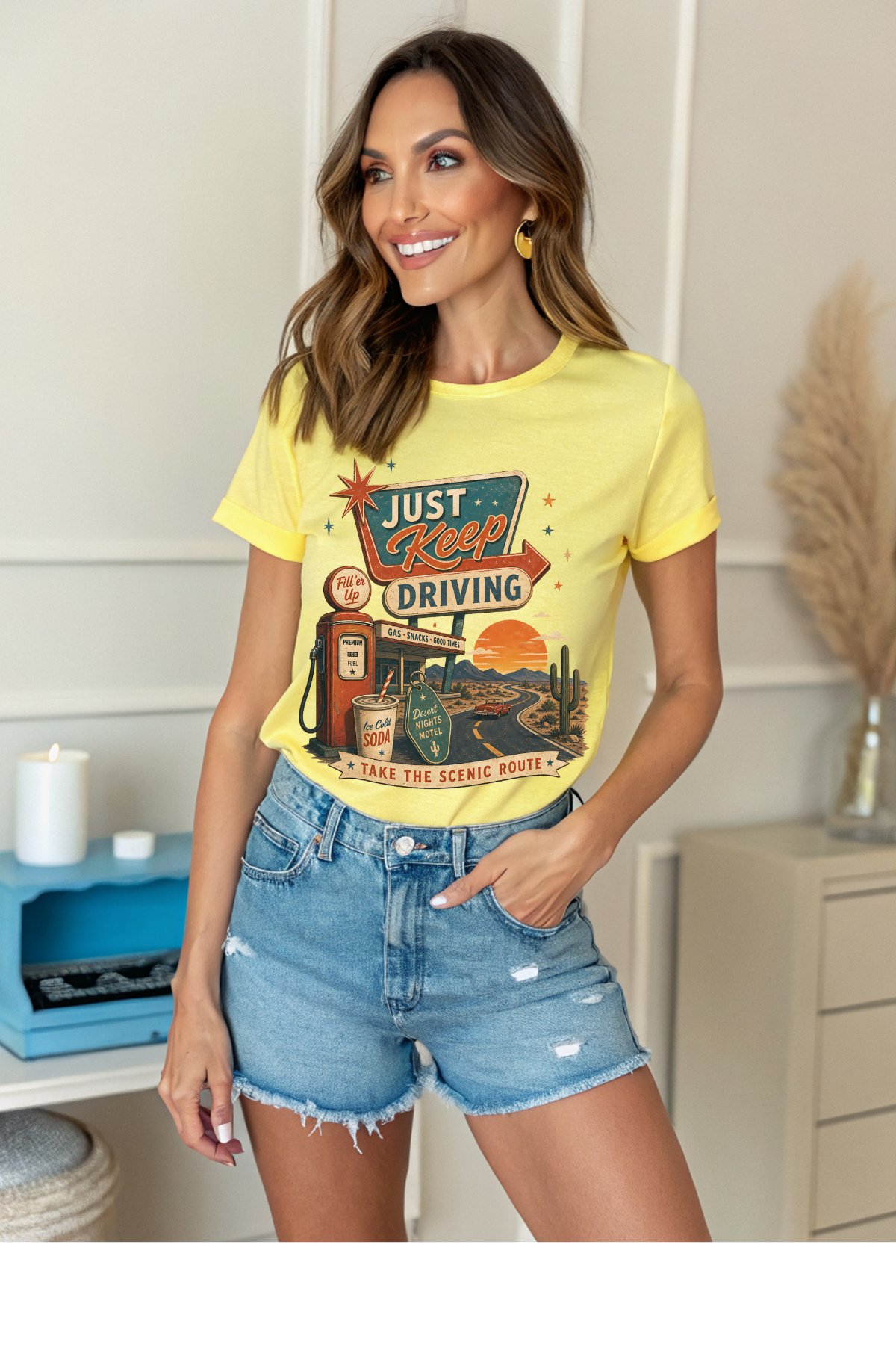 (7-6-26)Just Keep Driving Graphic Tee