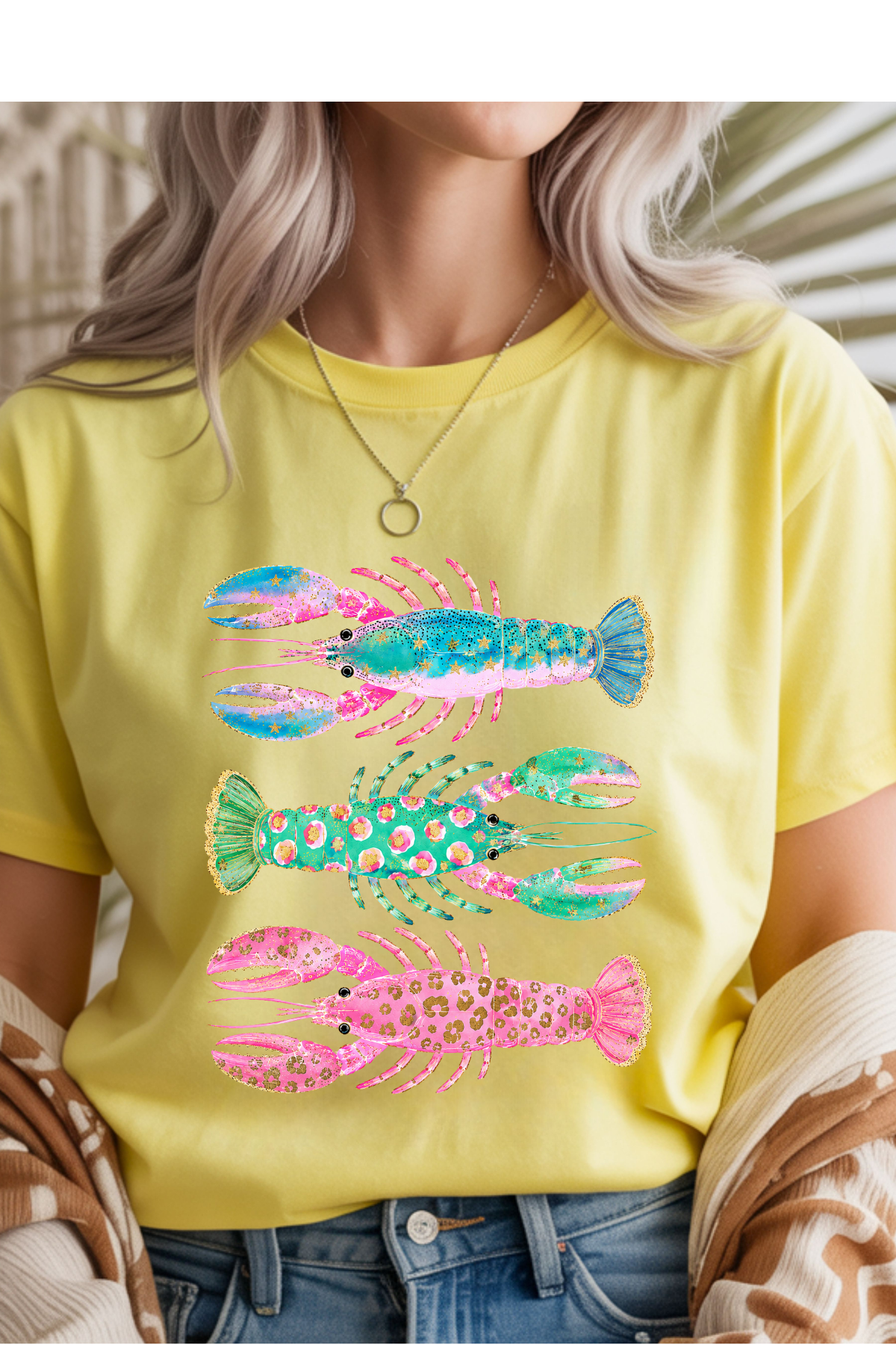 (8-17-26)Pastel Lobsters Graphic Tee