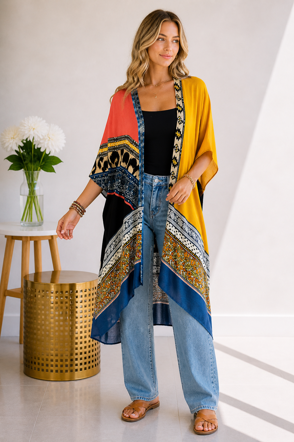 (5-20-26)Golden Hour Patchwork Kimono