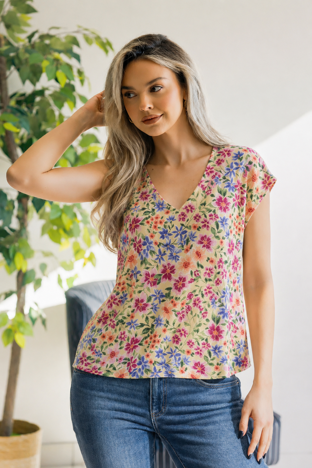 (7-1-26)Garden Bliss Floral Top