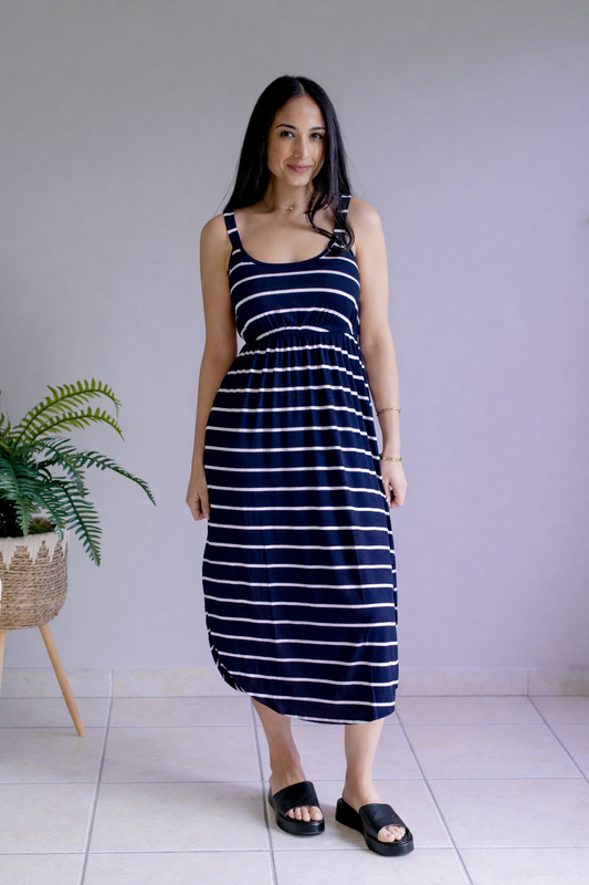 (2-11-26) Cloudline Navy Stripe Dress
