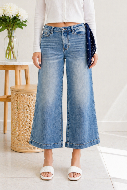 (5-13-26)Judy Blue Bandana Babe Wide Leg Jeans