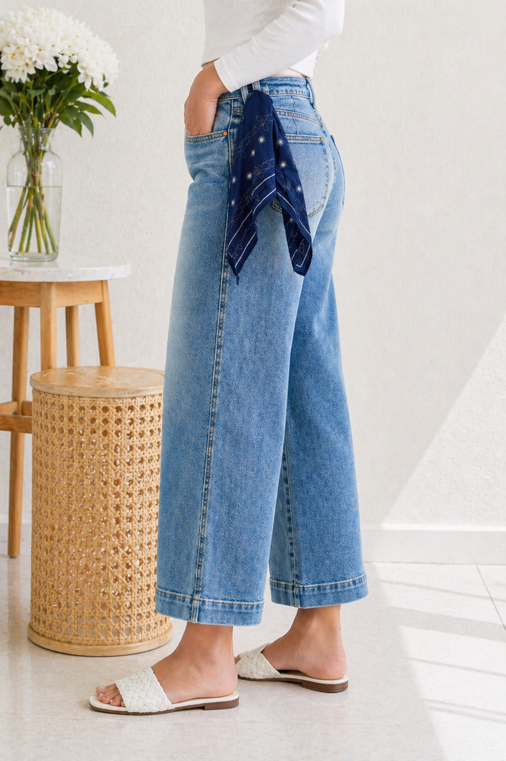 (5-13-26)Judy Blue Bandana Babe Wide Leg Jeans