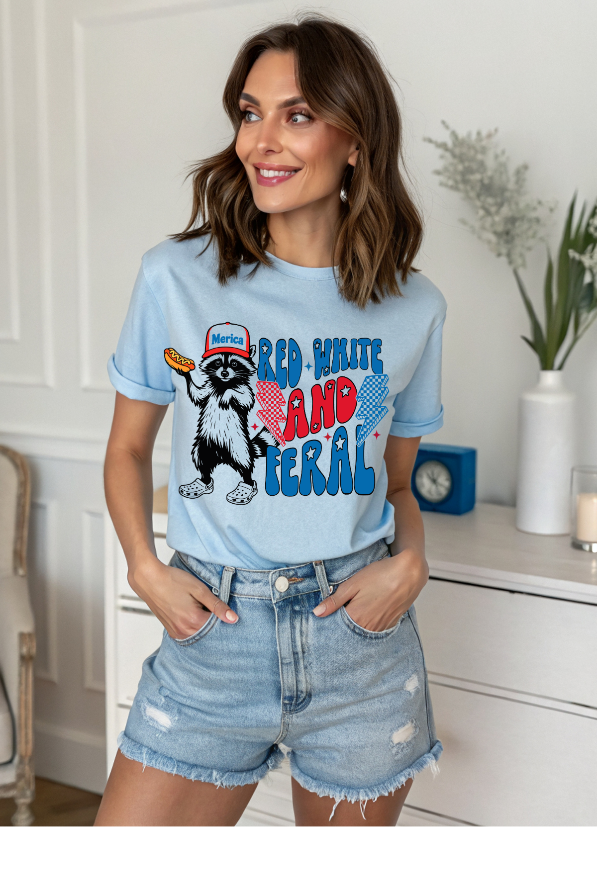(6-1-26)Red, White & Feral Graphic Tee