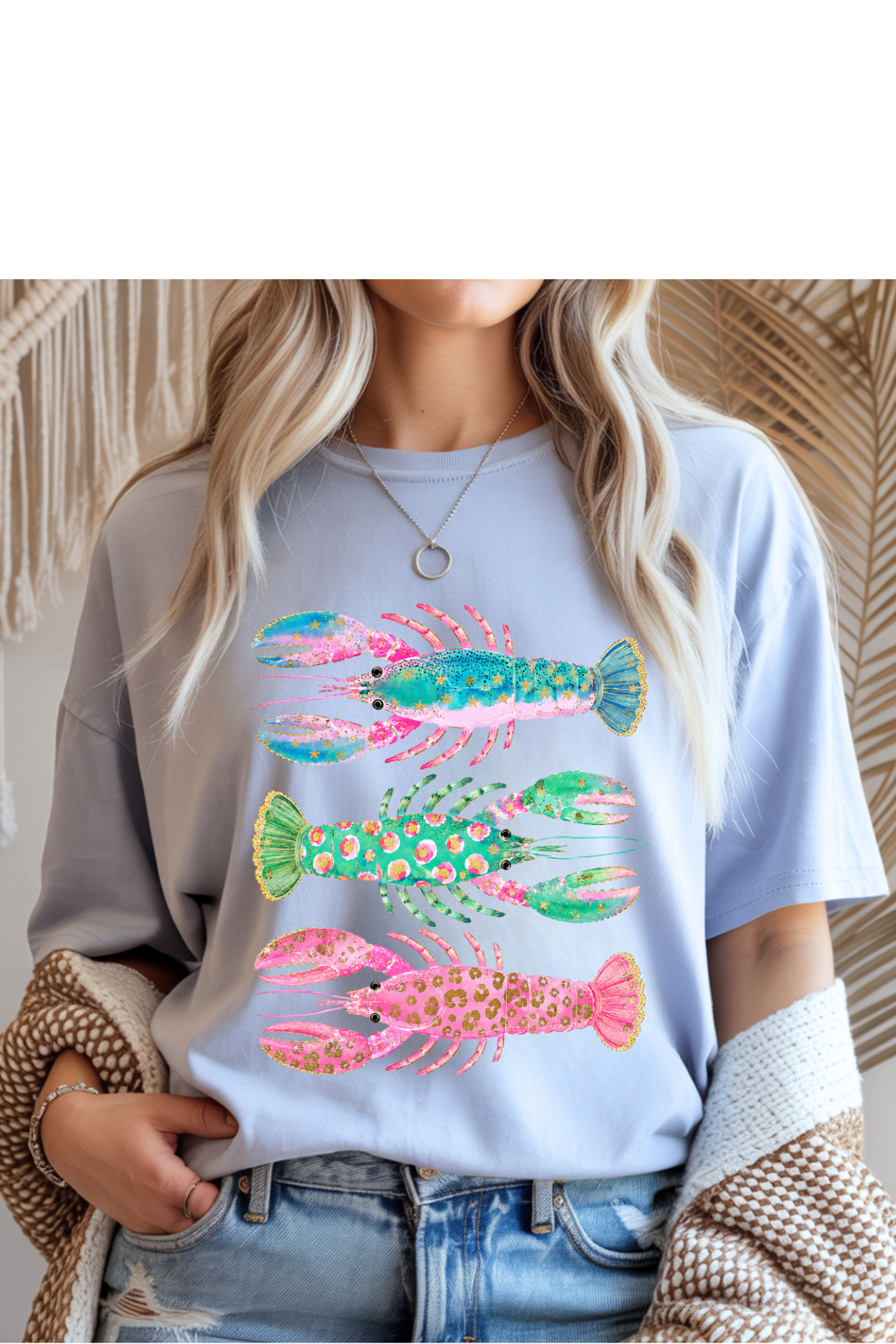 (8-17-26)Pastel Lobsters Graphic Tee