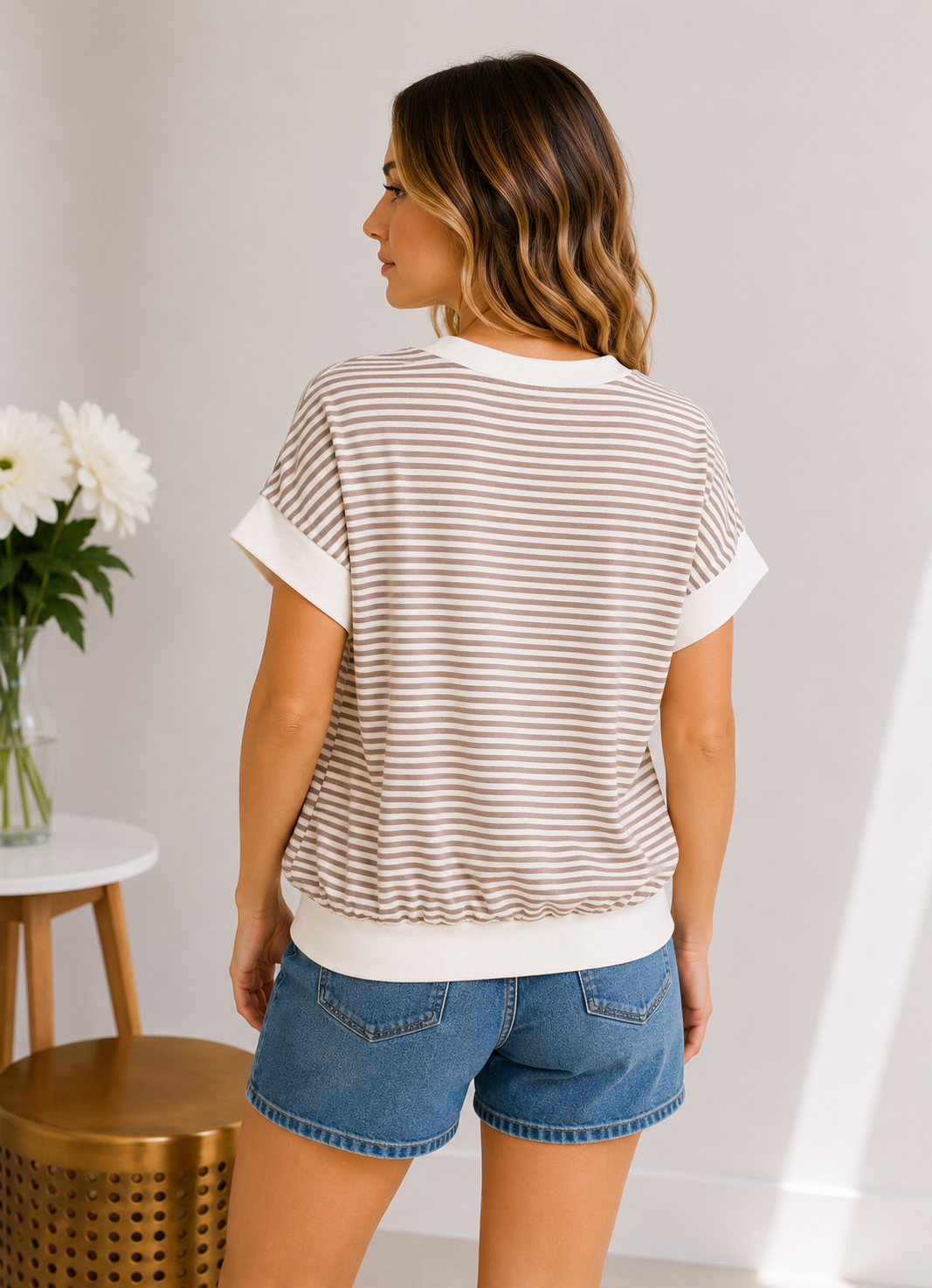 (6-17-26)Mocha Morning Stripe Top