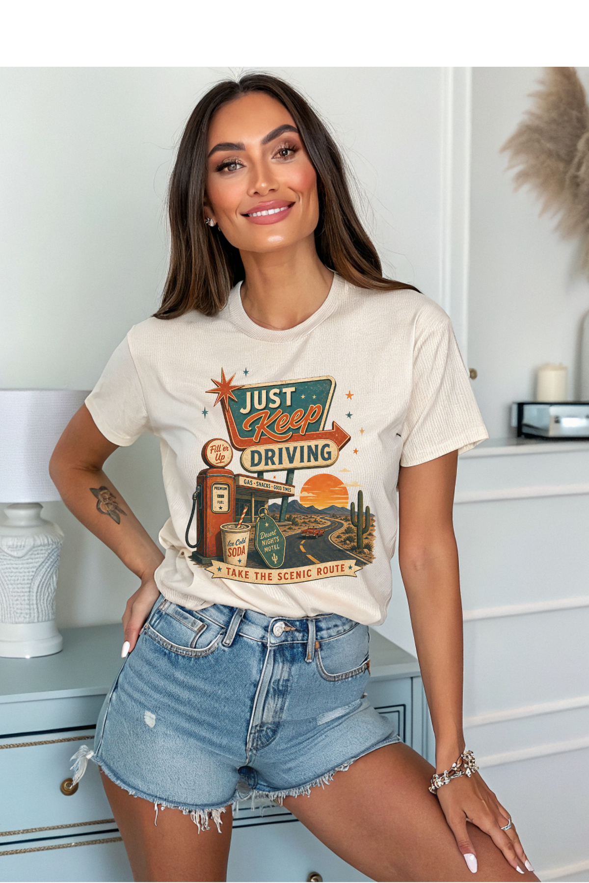 (7-6-26)Just Keep Driving Graphic Tee
