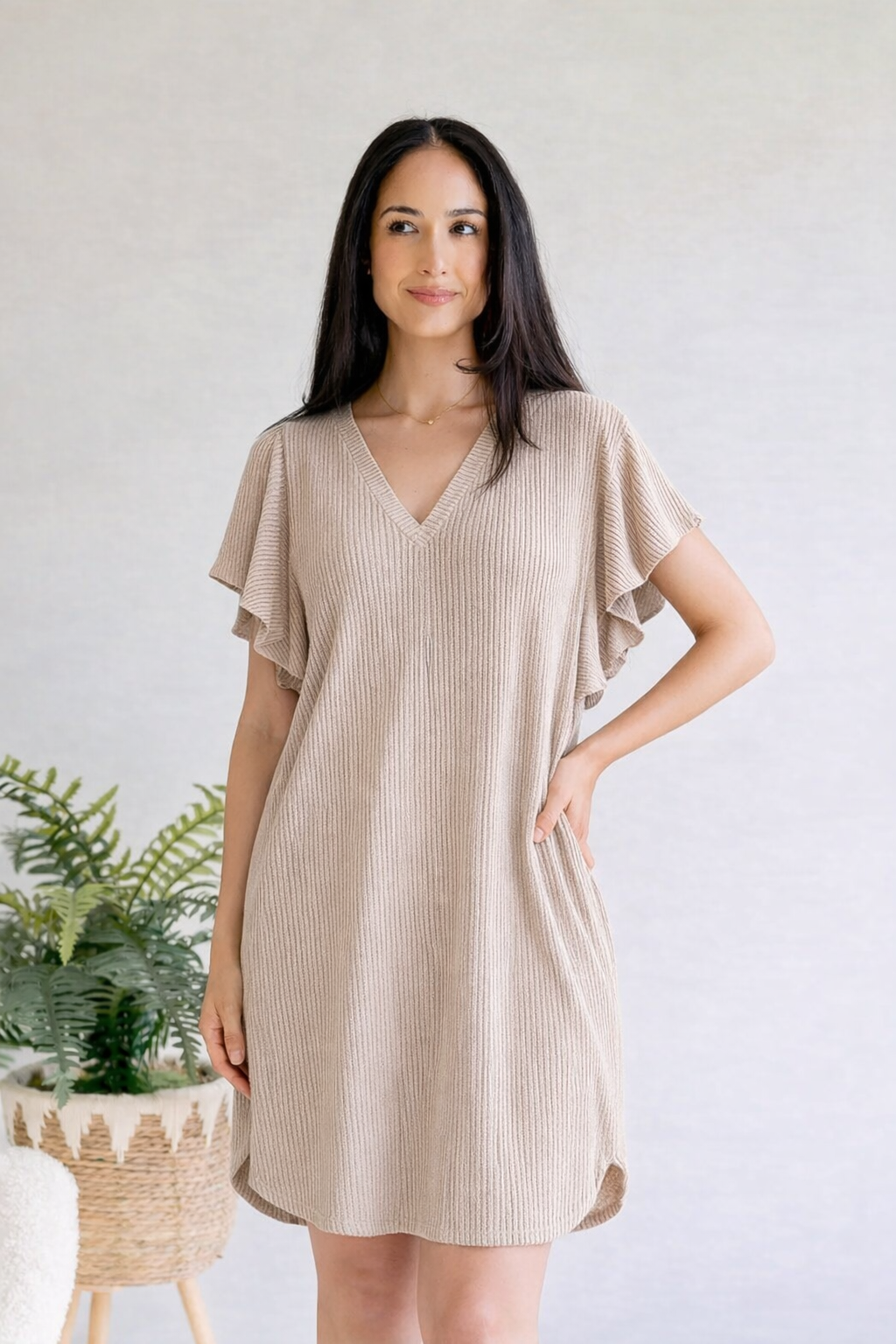 (3-11-26) Natural Form Ruffle Dress