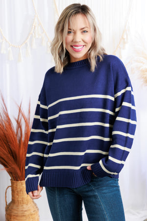 (12-06-23 Wednesday) Navy Stripped Sweater