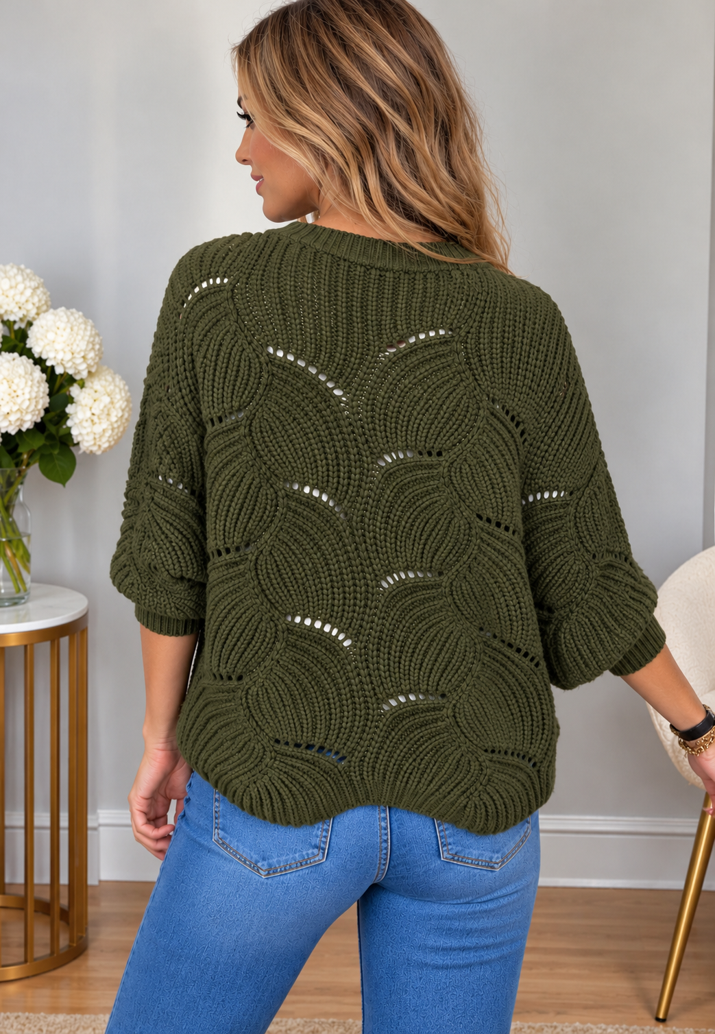 (11-4-26)Olive My Heart Poncho Sweater