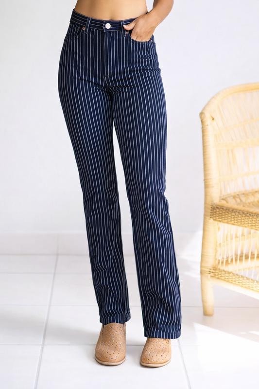 Pinstriped Diva - Tummy Control Judy Blues