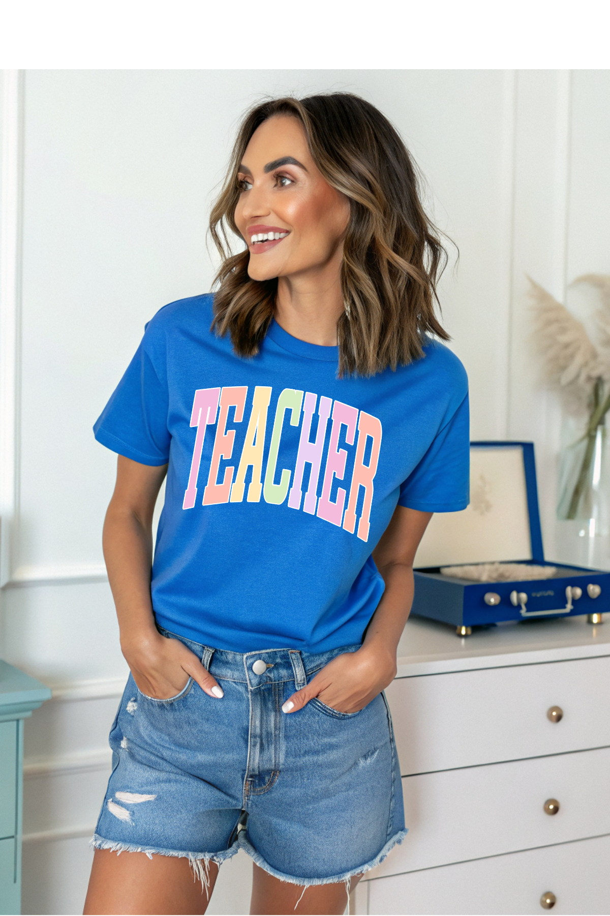 (7-27-26)Colorful Teacher Graphic Tee