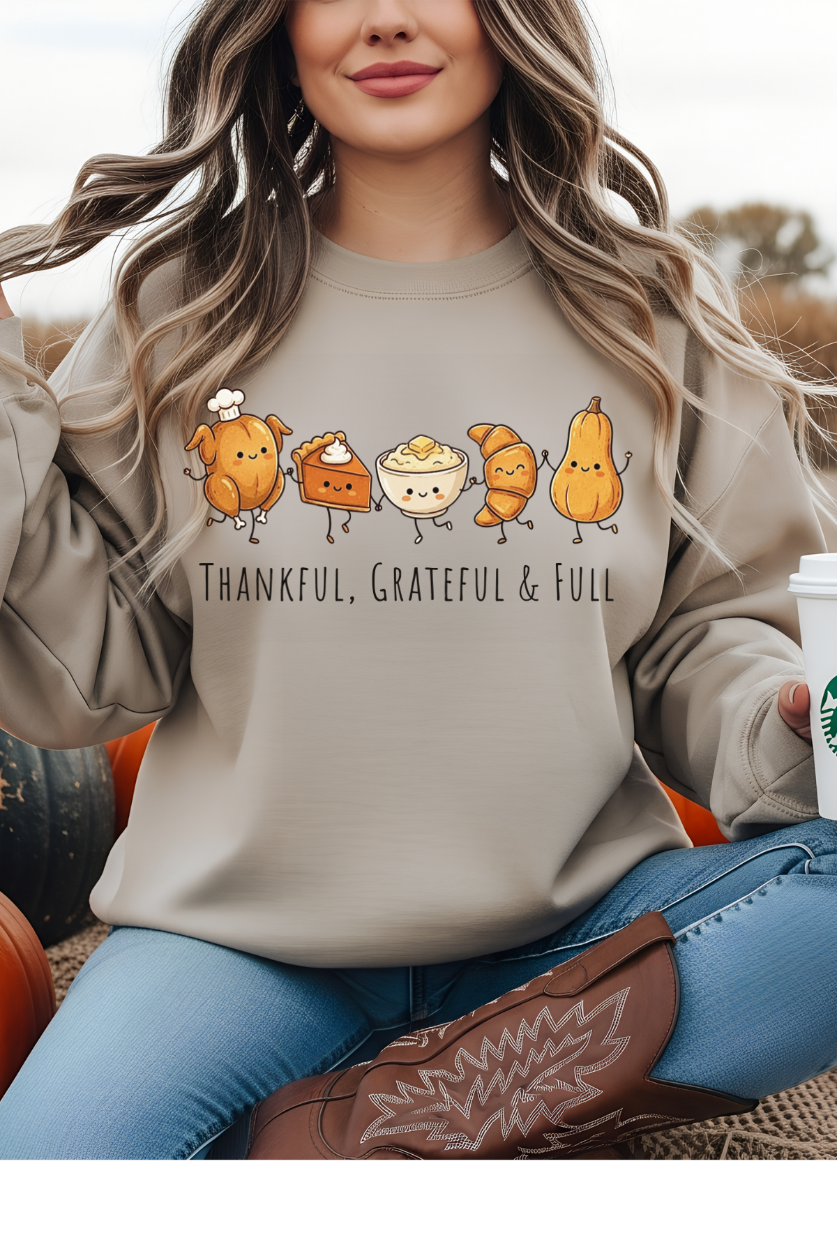 (10-15-26)Thankful, Grateful & Full Graphic Tee