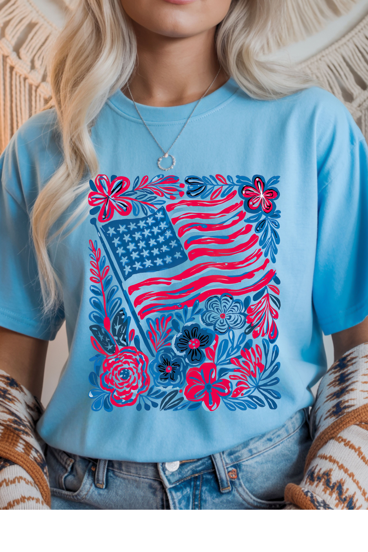 Boho American Flag Graphic Tee