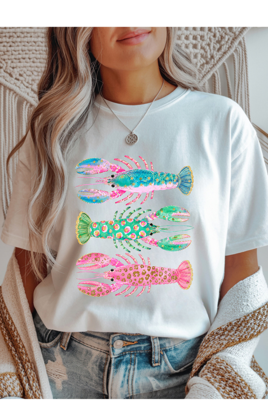 (8-17-26)Pastel Lobsters Graphic Tee