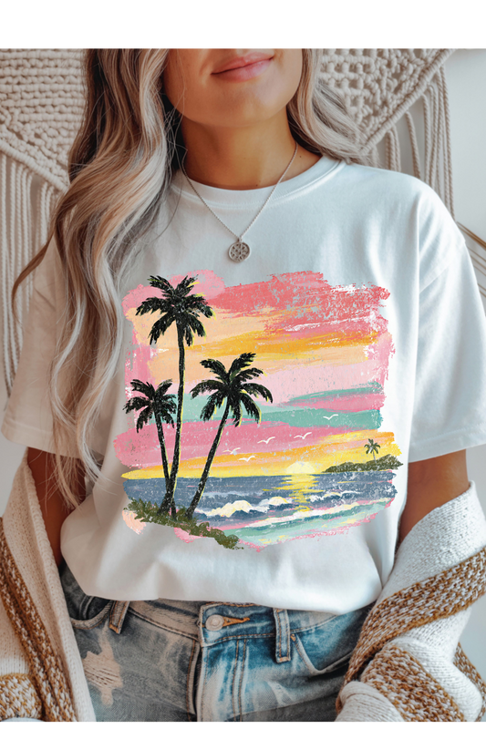 (8-17-26)Tropical Sunset Graphic Tee