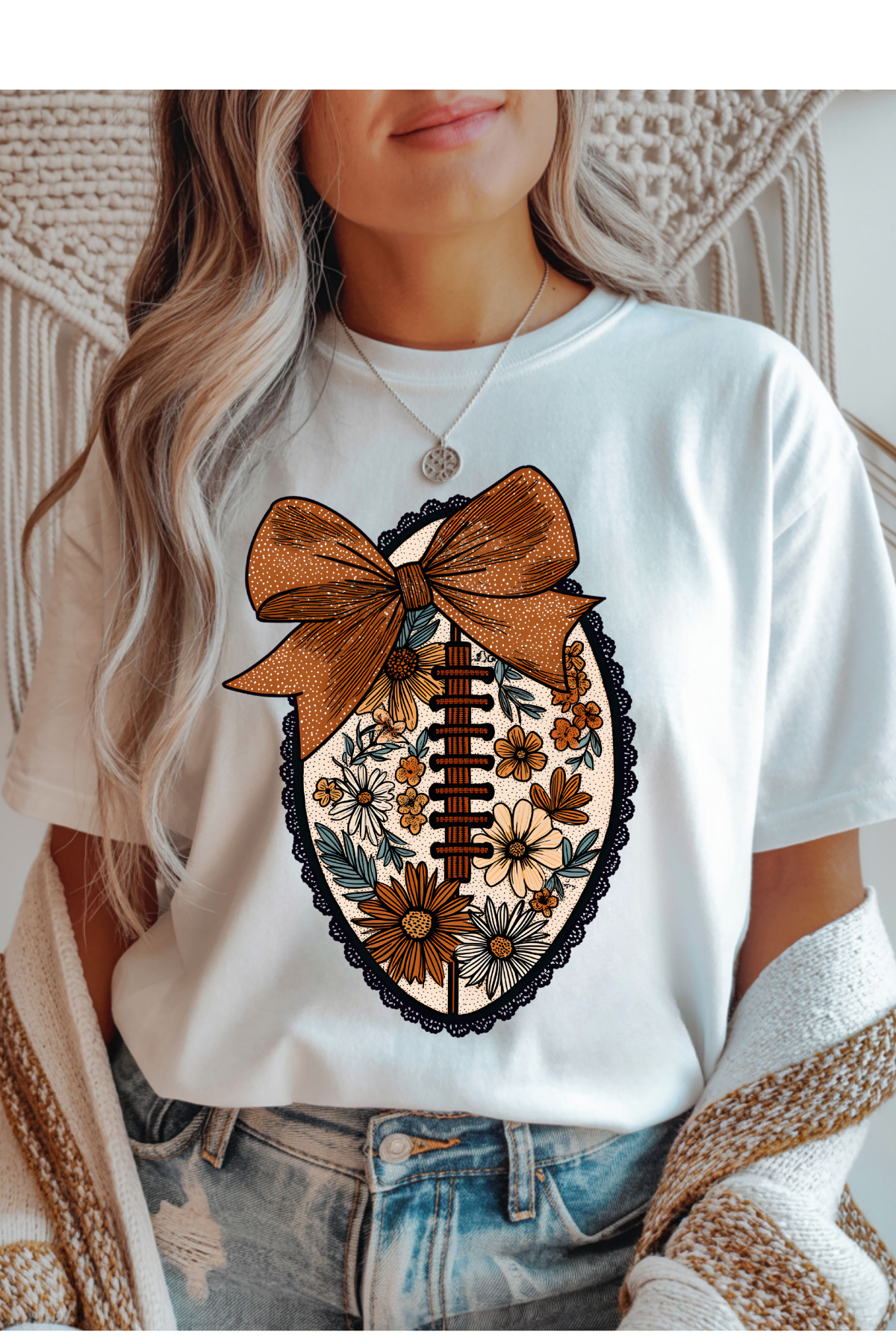 (8-31-26)Floral Football Graphic Tee