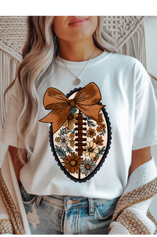 (8-31-26)Floral Football Graphic Tee