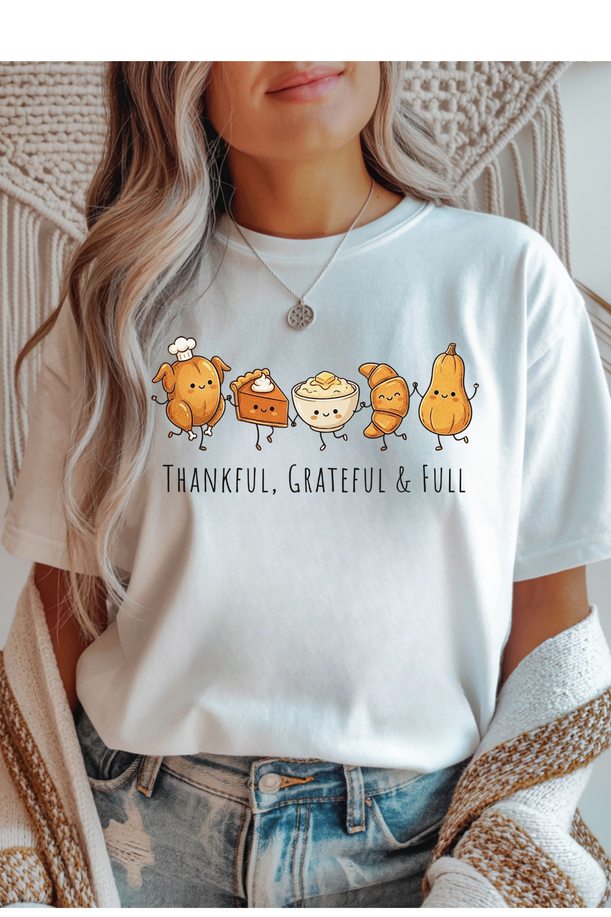 (10-15-26)Thankful, Grateful & Full Graphic Tee
