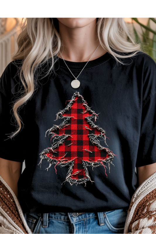 (11-2-26)Checkered Tree Graphic Tee